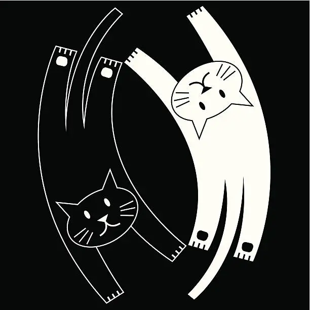 Vector illustration of Yin & Yang Cat Vector Minimalist