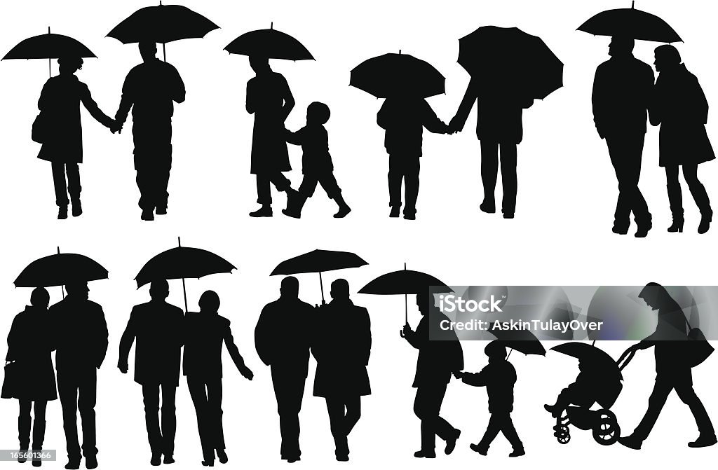 Jets de pluie - clipart vectoriel de Parapluie libre de droits