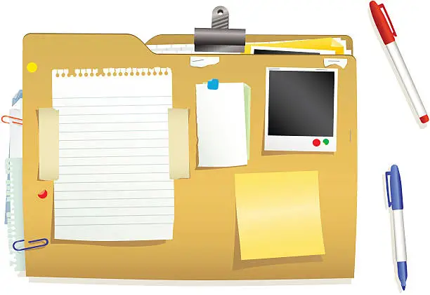 Vector illustration of Closed document file and papers
