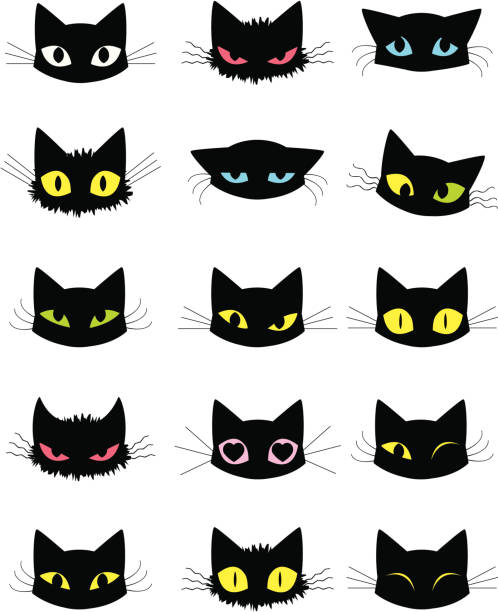 자본가 이모티콘 - anger feline animal black stock illustrations