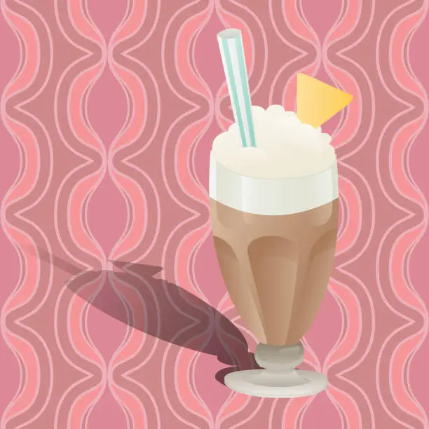 Vector illustration of Milkshake on Retro Seamless Background