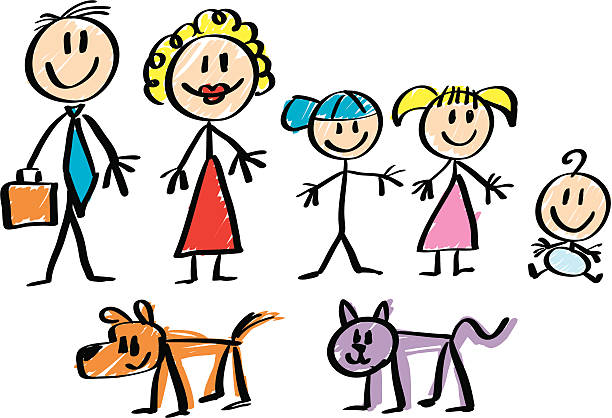 stick figure family  family drawing stock illustrations