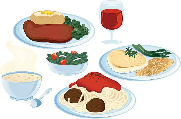 Vector illustration of Dinner Items