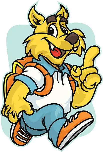 Vector illustration of Wildcat School Kid