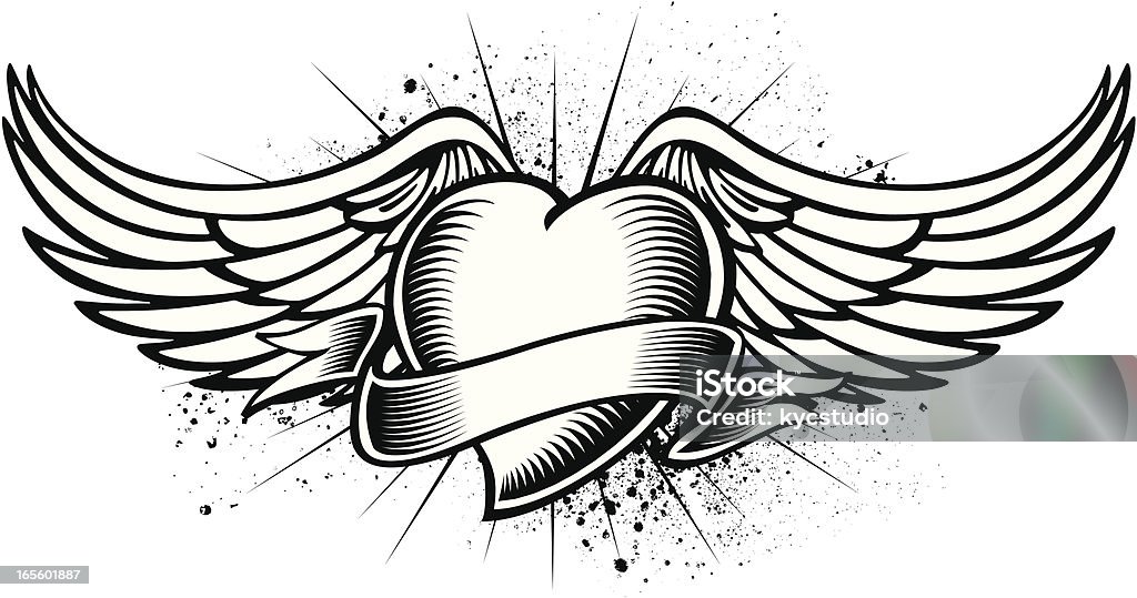 Tatouage coeur ailée - clipart vectoriel de Coeur - Symbole d'une idée libre de droits