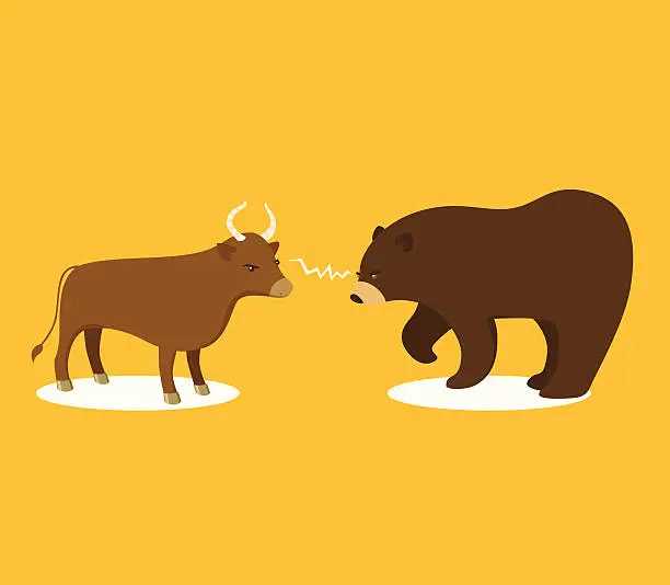 Vector illustration of Bull or Bear Market