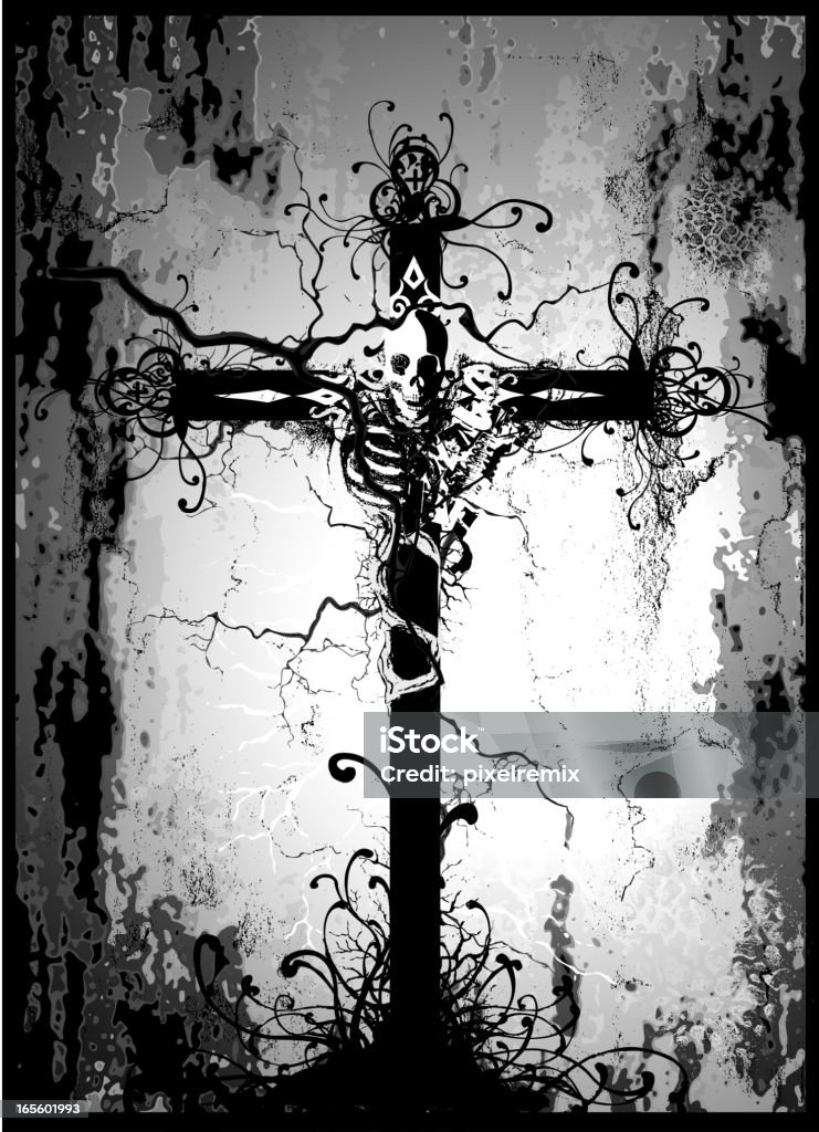 Crucificial Crânio - Royalty-free Assustador arte vetorial