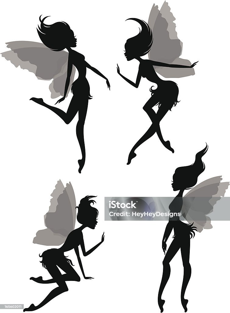 Dancing Fairy Silhouettes Four fairies Fairy stock vector