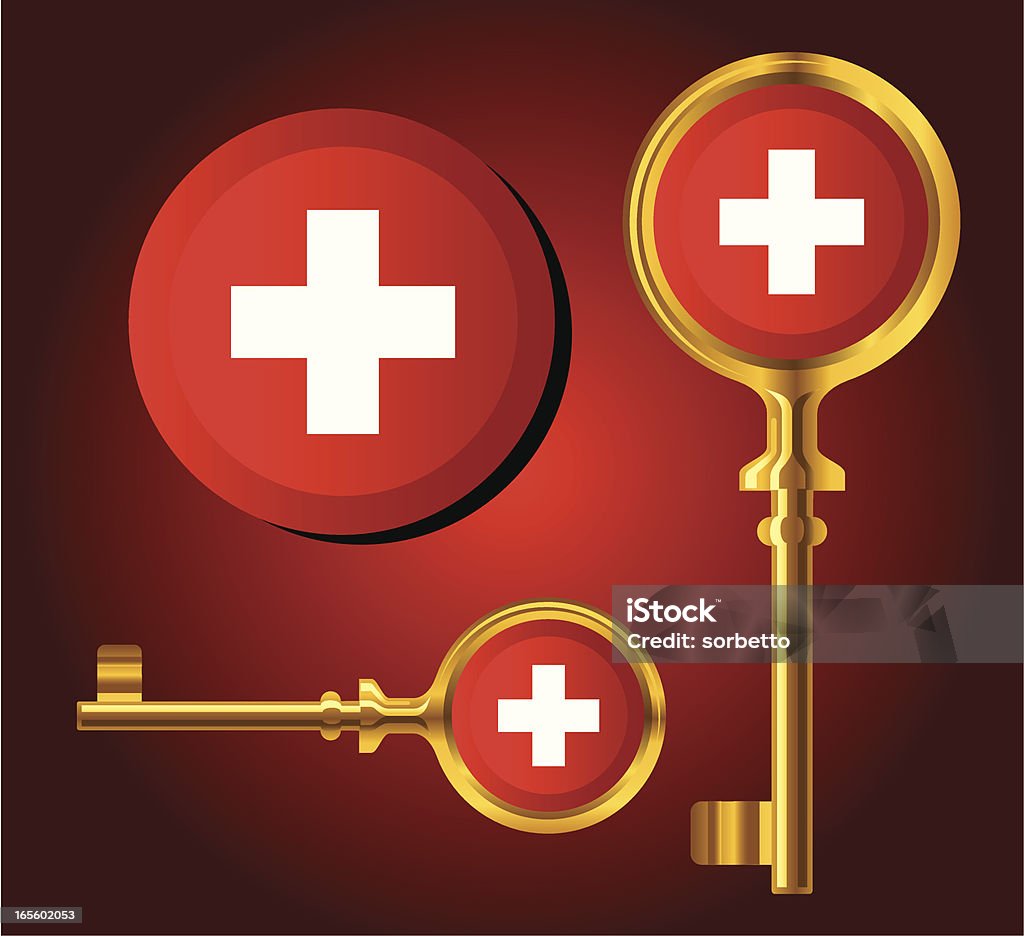 Flaga państwowa kluczowych ikon – Szwajcaria - Grafika wektorowa royalty-free (Antyczny)