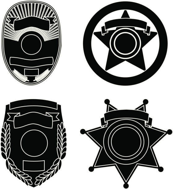 правоохранительные значок силуэты - sheriff star badge vector stock illustrations