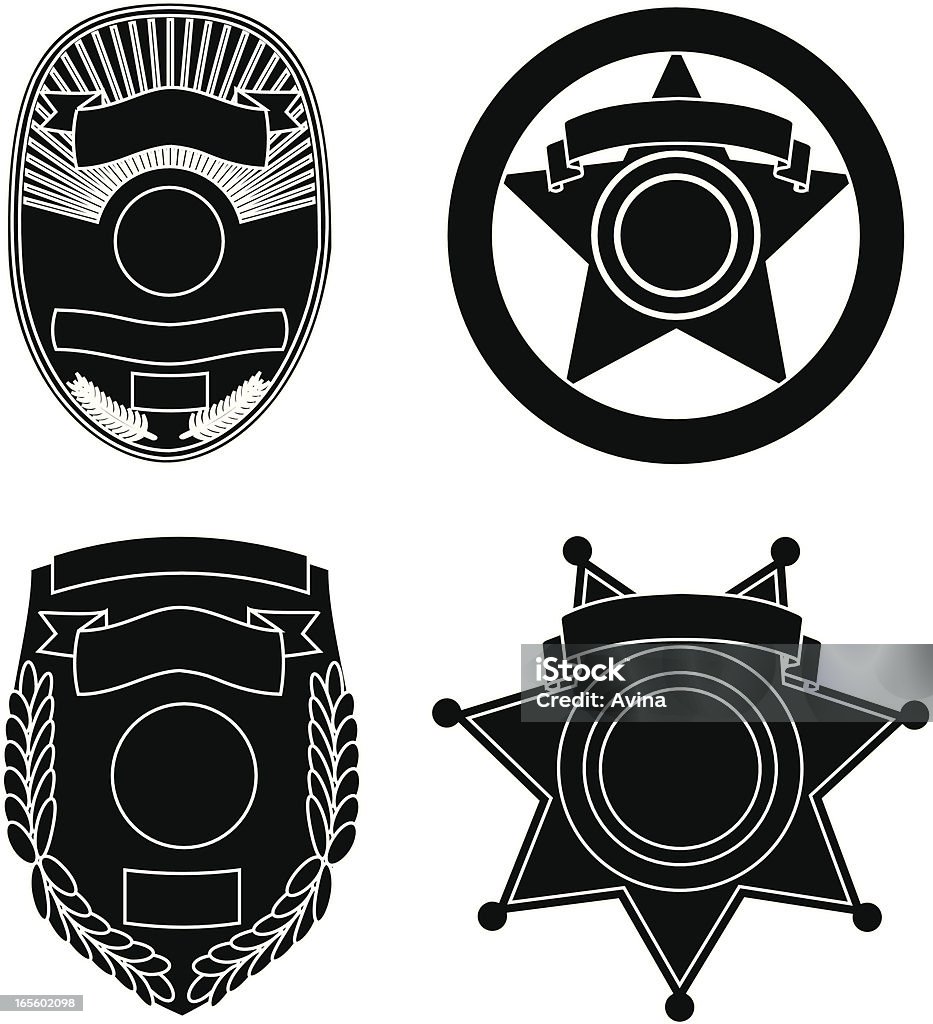 Law Enforcement Badge Silhouettes Four single color bage silohuettes. Police Badge stock vector