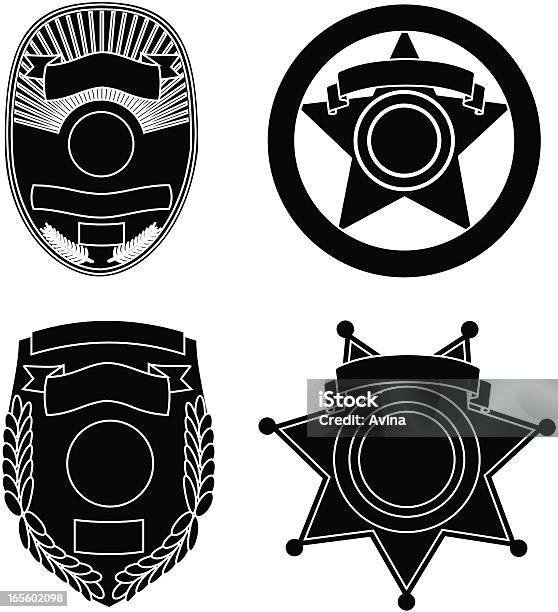 Law Enforcement Badge Silhouettes Stock Illustration - Download Image Now - Police Badge, Police Force, Vector