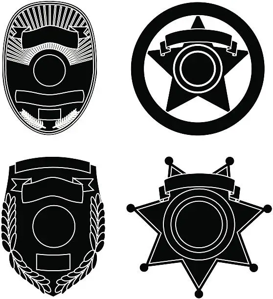 Vector illustration of Law Enforcement Badge Silhouettes