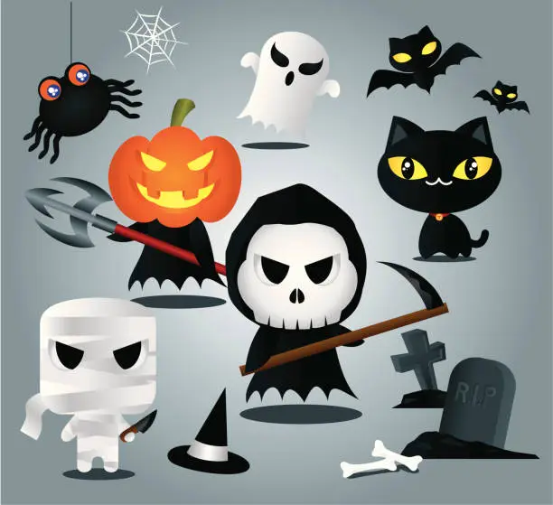 Vector illustration of Halloween Collection of Drawings