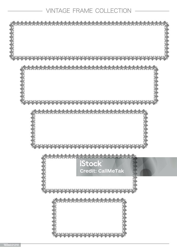 Retro Rectangle Background Rectangular Decorative Vector Vintage Frame Set Isolated On A White ...