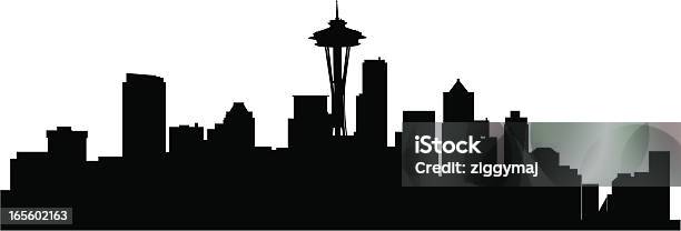 Ilustración de Horizonte De Seattle y más Vectores Libres de Derechos de Seattle - Seattle, Panorama urbano, Silueta