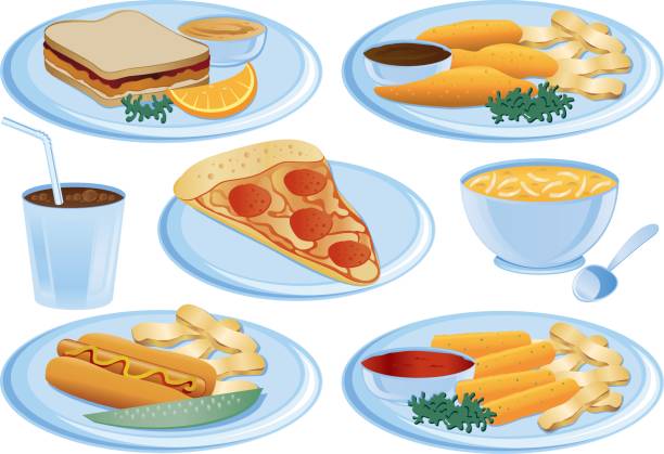 ребенок's питание - mozzarella stick stock illustrations