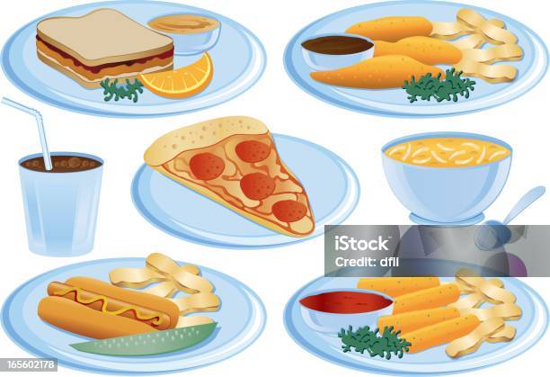 Kids Meals Stock Illustration - Download Image Now - Chicken Noodle Soup, Peanut Butter And Jelly Sandwich, Bowl