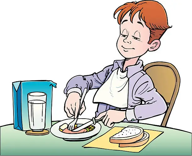 Vector illustration of Child at table