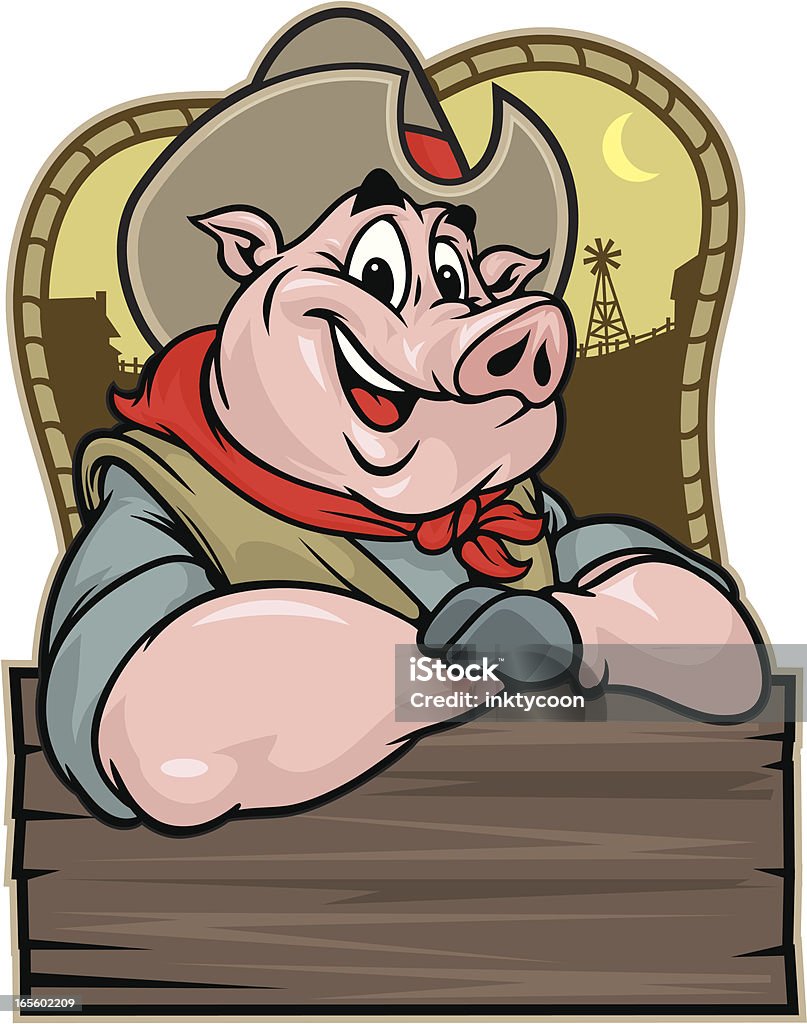 BBQ Sauce Piggy This little country piggy is great for any design. His head, hat, sign and background are all created separately. Cartoon stock vector