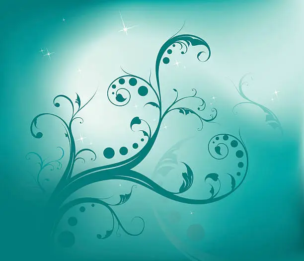 Vector illustration of Swirls and stars