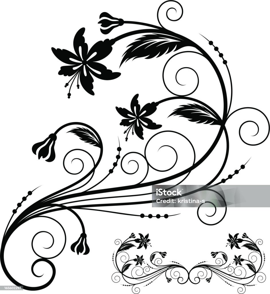 Elemento de diseño Floral - arte vectorial de Acurrucado libre de derechos