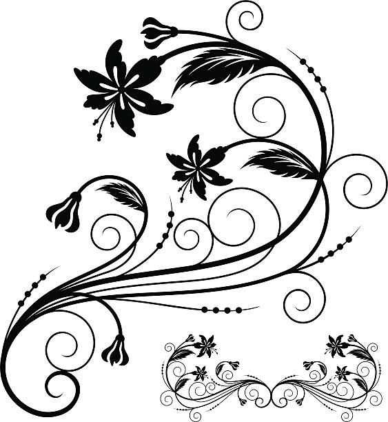 花のデザイン要素 - corner arc frame swirl点のイラスト素材／クリップアート素材／マンガ素材／アイコン素材