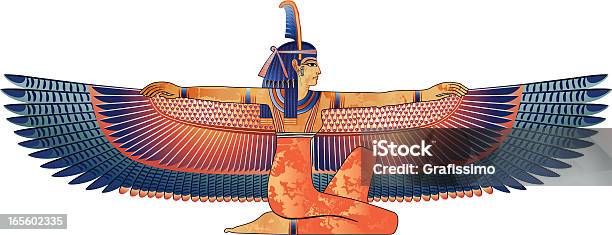 Egyptian Queen With Wings Isolated On White Stock Illustration - Download Image Now - Egyptian Culture, Hieroglyphics, Ancient Egyptian Culture