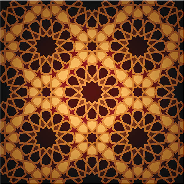 drewniane islamic kafelek - seamless brown floral pattern arabic style stock illustrations