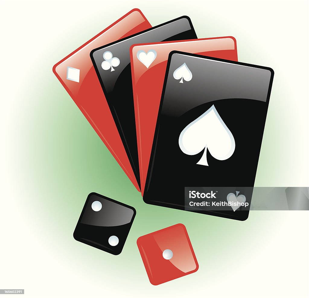 Playing Cards and Dice Playing Cards and Dice. A glossy version of the gamblers tools. Layered and grouped for easy edits. Check out my "Gambling Bug" light box for more. Clubs - Playing Card stock vector