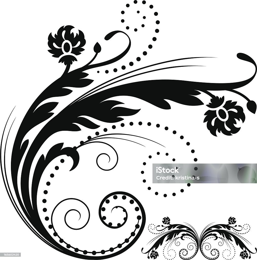 Elemento di design floreale - arte vettoriale royalty-free di Motivo a foglie