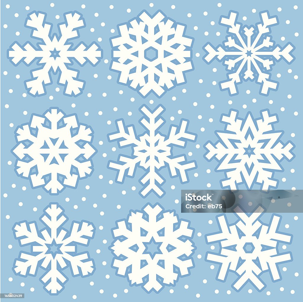 Neuf flocons de neige - clipart vectoriel de De grande taille libre de droits