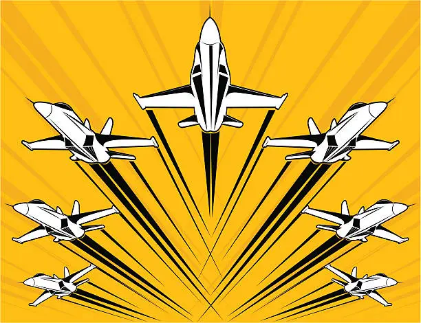 Vector illustration of F18 super-hornet flying in formation