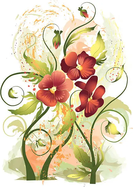 Vector illustration of Flowers pansies
