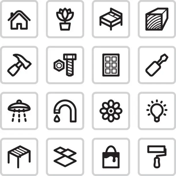 Vector illustration of Home Improvement Icons | Black