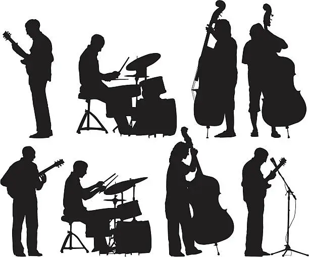 Vector illustration of Musicians Silhouettes set