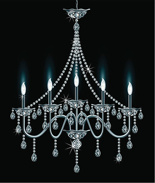 An illustration of a crystal chandelier vector art illustration