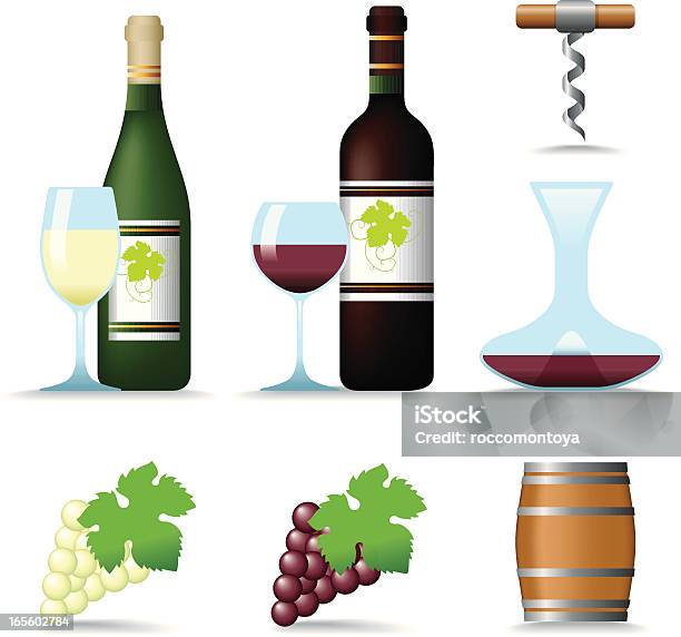 Ensemble Dicônes Et De Vin Vecteurs libres de droits et plus d'images vectorielles de Bouteille de vin - Bouteille de vin, Alcool, Aliments et boissons