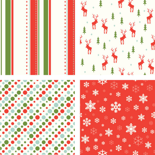 ilustraciones, imágenes clip art, dibujos animados e iconos de stock de christmas seamless pattern - christmas pattern striped backgrounds