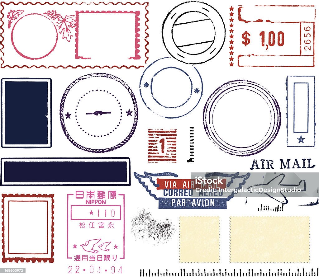 Stempel pocztowy projektowanie - Grafika wektorowa royalty-free (Poczta)