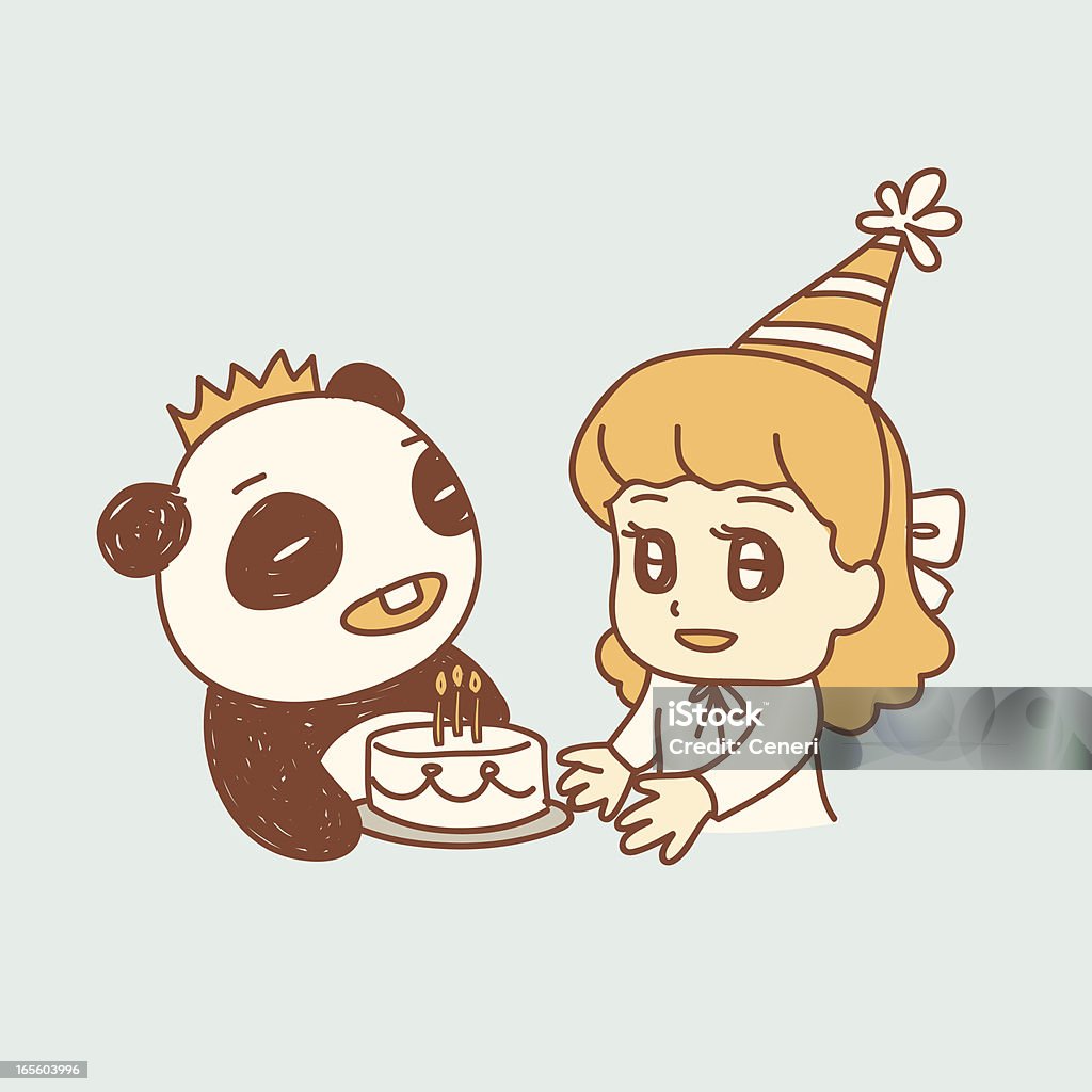 Rapariga Celebrando o aniversário com o panda amigo - Royalty-free 2-3 Anos arte vetorial