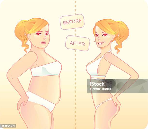 Prima Dopo Look In Bikini - Immagini vettoriali stock e altre immagini di Adulto - Adulto, Bellezza, Capelli biondi