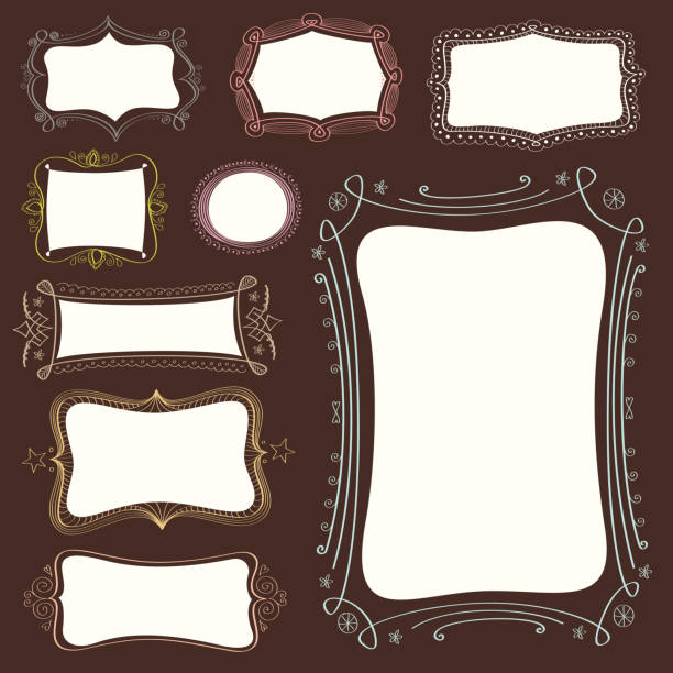 hand drawn label collection vector art illustration