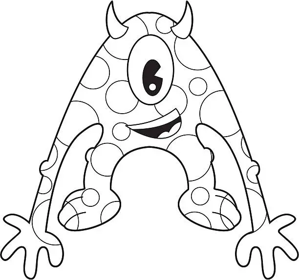 Vector illustration of Colour In Spotted Monster