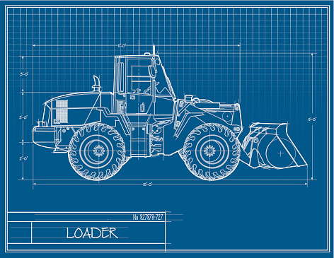 Loader Side Blueprint Loader Blueprint Stock Illustration - Download Image Now - Blueprint ...
