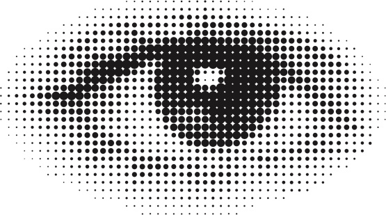 Vector illustration of halftone human eye.