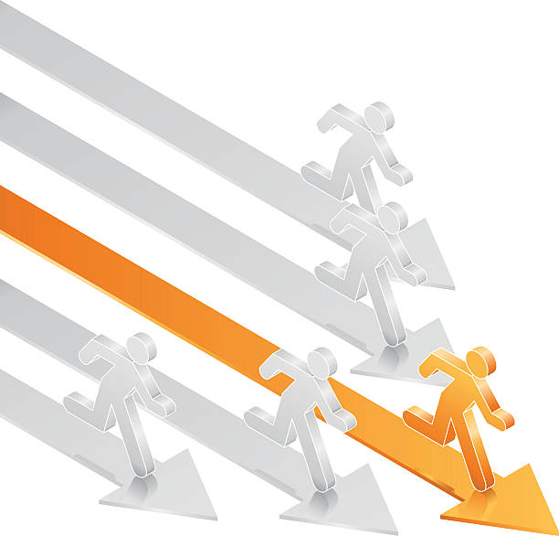 istock Four men in white and one in orange taking the lead 165604399