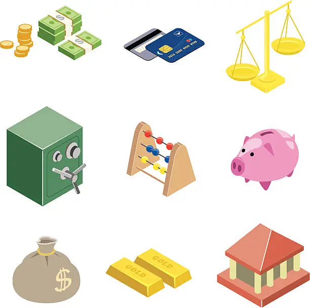 Vector illustration of Finance web icons | ISO collection