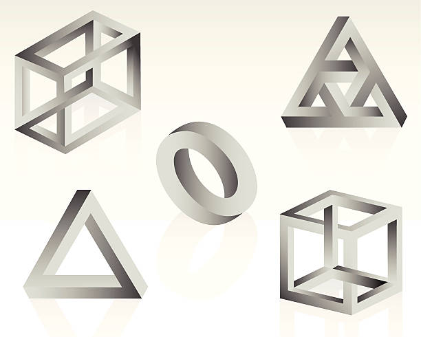 illustrazioni stock, clip art, cartoni animati e icone di tendenza di impossibile oggetti - geometry mathematics mathematical symbol triangle