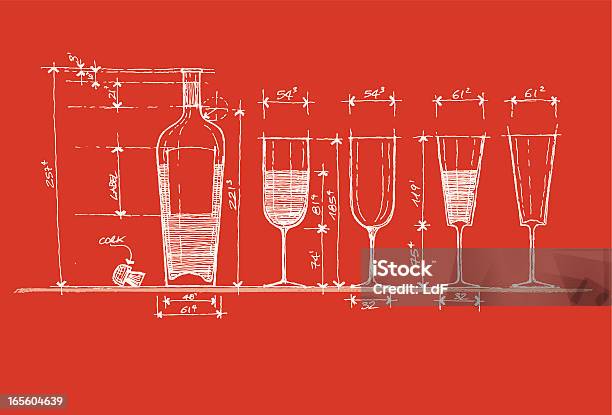 Projekt Für Einen Drink Stock Vektor Art und mehr Bilder von Technische Zeichnung - Technische Zeichnung, Flasche, Trinkglas